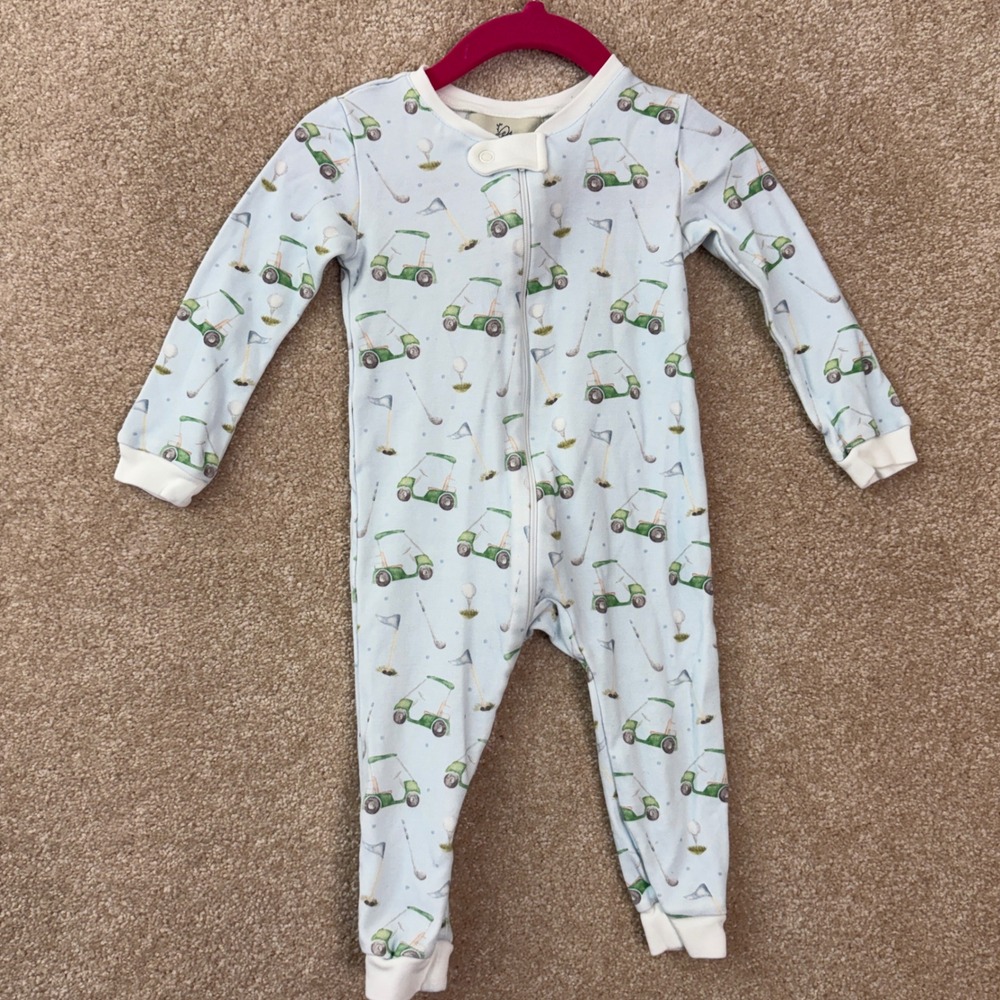 SMOCKINGBIRD Sleeper Pajamas Baby 9M 9 Months Blue Golf Zipper Preppy